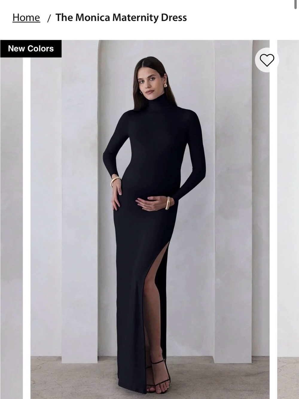 Elegant Black Maternity Maxi Dress with High Neck - Picture 2 of 5